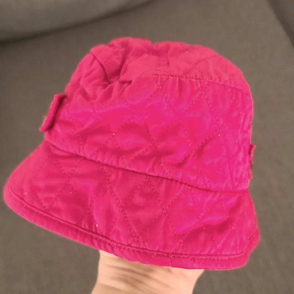 BABY GAP Quilted Cargo Bucket Hat Infant Baby Girl 6-12 mo Fuscia Dark Pink